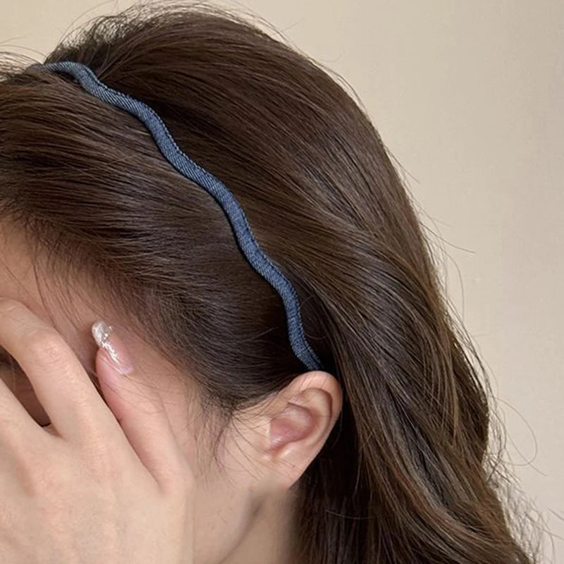 Korean Denim Wavy Hairband