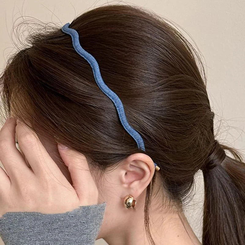 Korean Denim Wavy Hairband