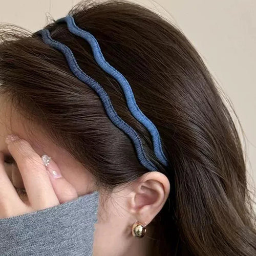Korean Denim Wavy Hairband