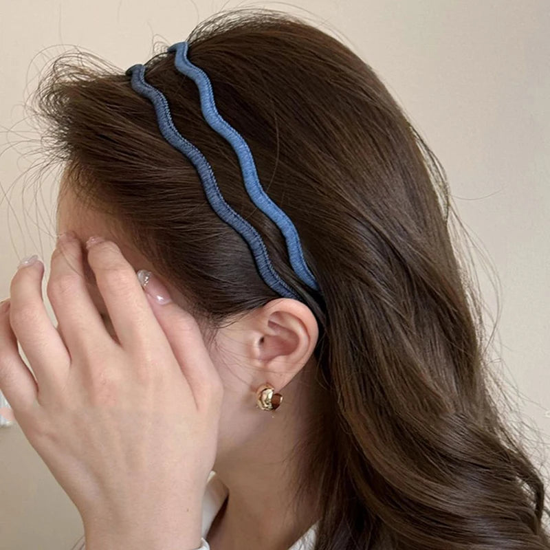 Korean Denim Wavy Hairband