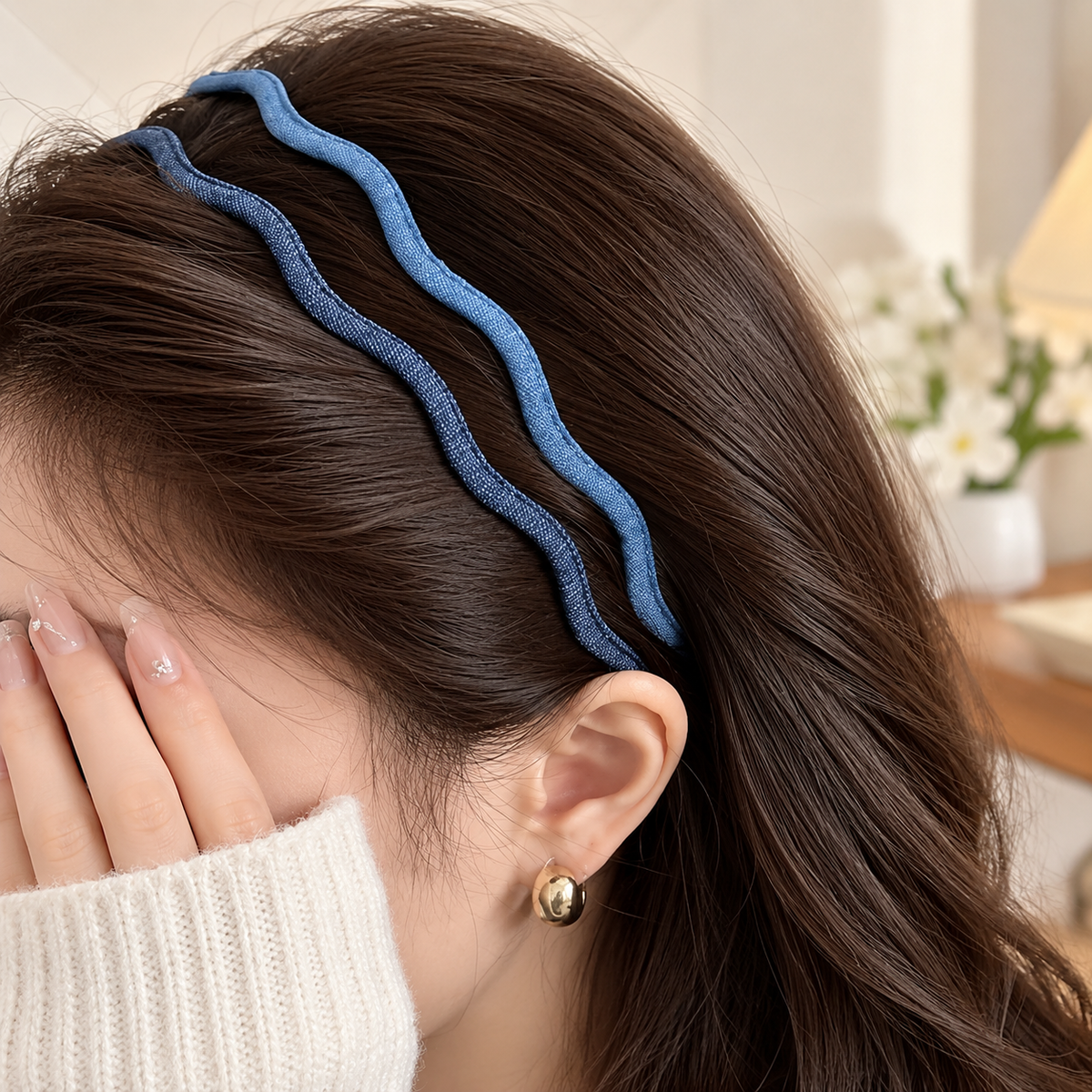 Korean Denim Wavy Hairband